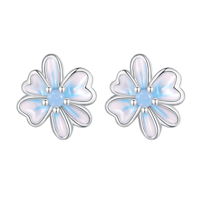 925 Sterling Silver Opal Nanometer Stone Enamel Earrings for Women