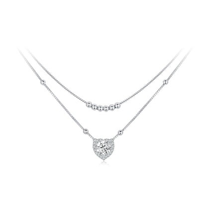 925 Sterling Silver 6.5mm Moissanite Necklace with Pavé Setting for Women