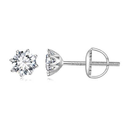 S925 Silver 0.5 Carat Moissanite Earrings 6.0mm for Women