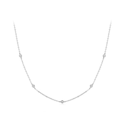 925 Sterling Silver White Gold Plated Adjustable Moissanite Necklace for Women