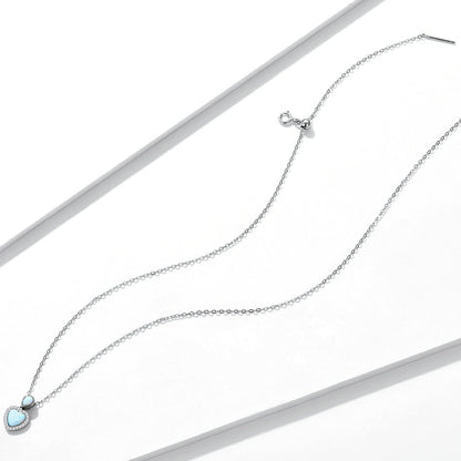 925 Sterling Silver Genuine Translucent Opal Necklace with CZ for Women