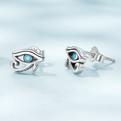 925 Sterling Silver Turquoise Earrings, 0.6*0.9cm, Oxidized Silver Finish for Women