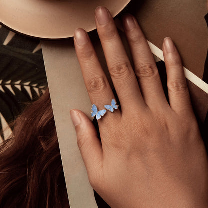 925 Sterling Silver Enamel Plated White Gold Ring for Women