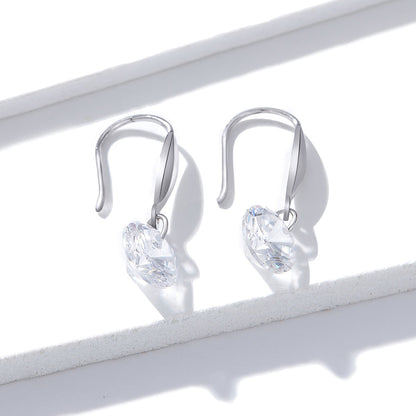 S925 Sterling Silver Earrings 2.6x0.8cm Plated Platinum with Pavé Setting CZ for Women
