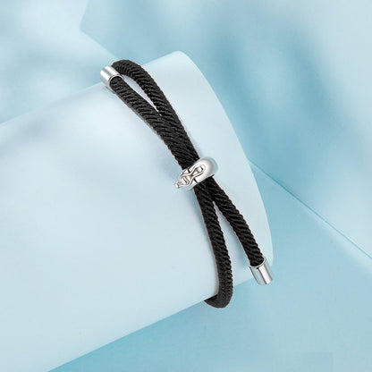 925 Sterling Silver and White Gold Plated Rope Bracelet for Men