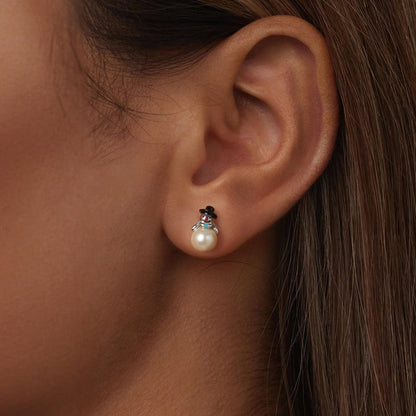 925 Sterling Silver White Gold Plated Quality Shell Pearl Earrings