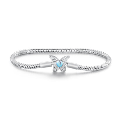 925 Sterling Silver Moonstone Bracelet 17.0 cm Pavé Setting for Women