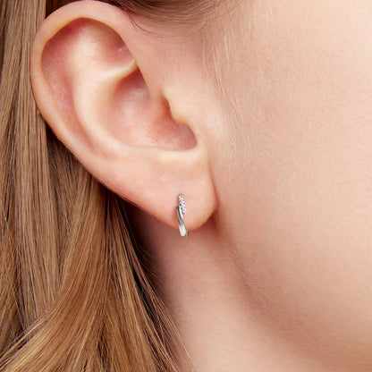 925 Sterling Silver Earrings with Pavé Setting CZ in White Gold for Women