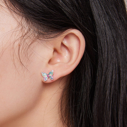 925 Sterling Silver Earrings with Enamel and CZ for Women