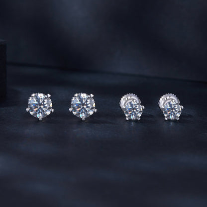 925 Sterling Silver Moissanite 0.50 Carat Earrings 6.0mm for Women