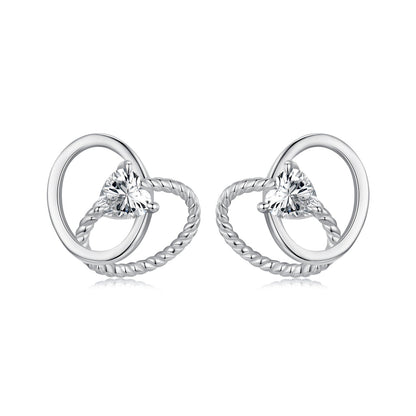 925 Sterling Silver White Gold Plated Pavé Setting CZ Earrings