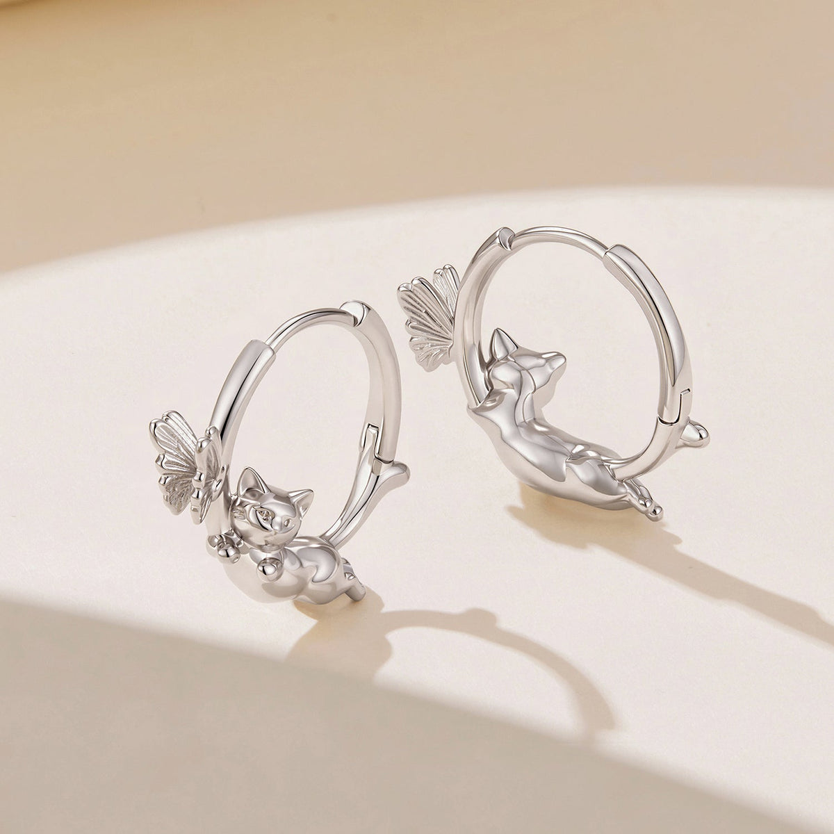 925 Sterling Silver White Gold Plated 1.7 x 0.5 cm Hoop Earrings for Women