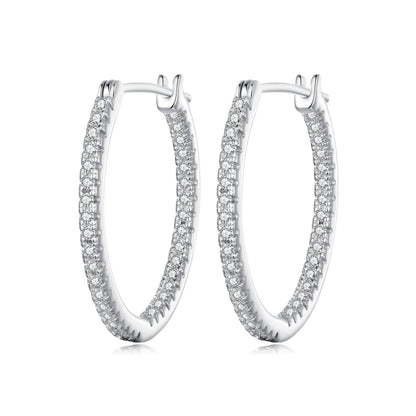 925 Sterling Silver Earrings with Pave Setting CZ in White Gold for Women