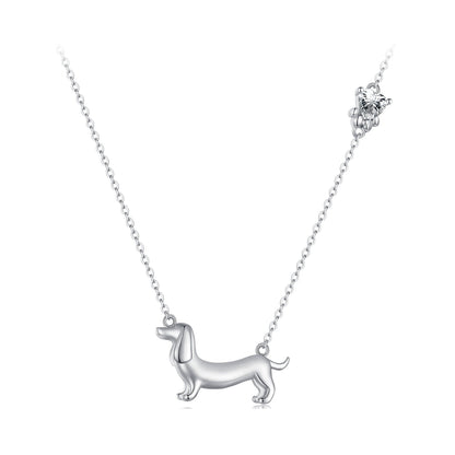 925 Sterling Silver Necklace with CZ Pendant, 450mm Length, Platinum Plated, for Women