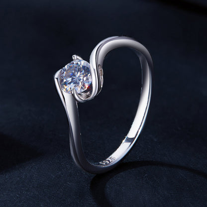 925 Sterling Silver 5mm Moissanite Ring for Women