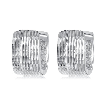 925 Sterling Silver Earrings for Women with White Gold Plating - 1.1cm x 0.7cm