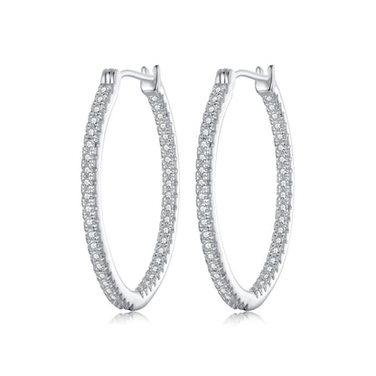 925 Sterling Silver Earrings with Pave Setting CZ in White Gold for Women