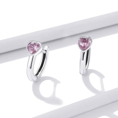 925 Sterling Silver Earrings with Pavé Setting CZ, Oxidized Silver, 1.2x0.5cm for Women