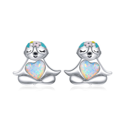 925 Sterling Silver Earrings with Translucent Opal