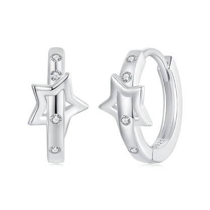 925 Sterling Silver & White Gold Earrings with Pavé Setting CZ - 12x6mm for Women