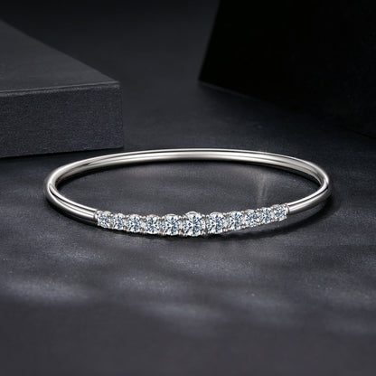 925 Sterling Silver & Moissanite White Gold Plated Bracelet with 0.5cm Moissanite for Women