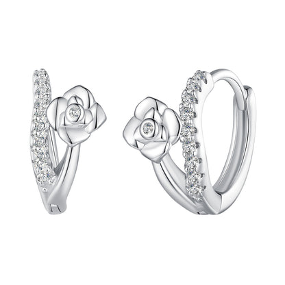 925 Sterling Silver Platinum Plated Pavé CZ Earrings