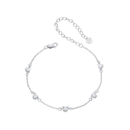 925 Sterling Silver Bracelet with Pavé Setting CZ and White Gold Plating
