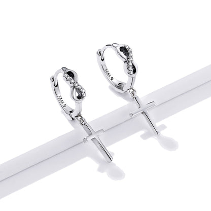 925 Sterling Silver Earrings with Pavé Setting CZ in Oxidized Finish