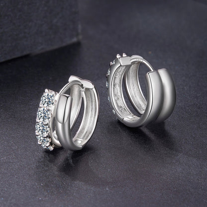 925 Sterling Silver Moissanite 0.06 Carat White Gold Plated Earrings for Women