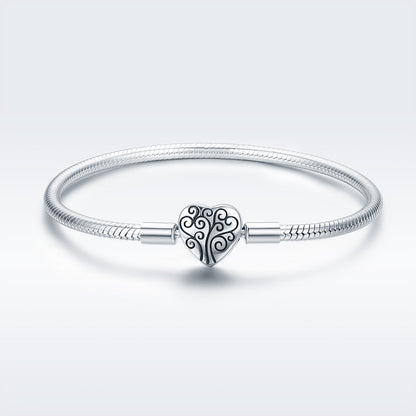 SCB 925 Sterling Silver Bracelet in Classic Style, Size 17.0 for Women