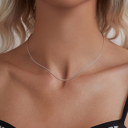 925 Sterling Silver White Gold Plated 40+5cm Necklace for Women