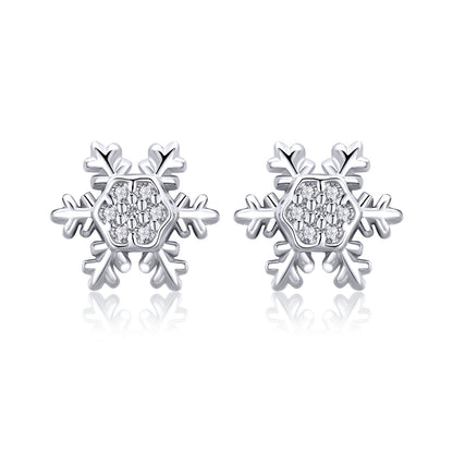 S925 Sterling Silver Earrings with CZ in Pavé Setting - 0.8*0.8cm for Women