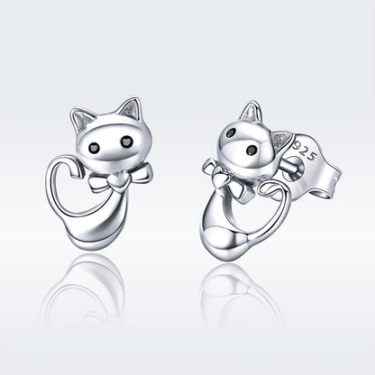 925 Sterling Silver Earrings with Pavé Setting in Oxidized Finish