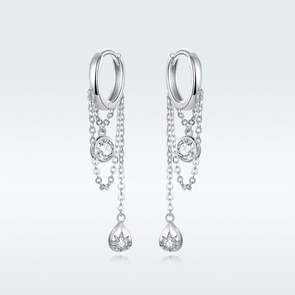 925 Platinum Plated Pavé Setting CZ Earrings
