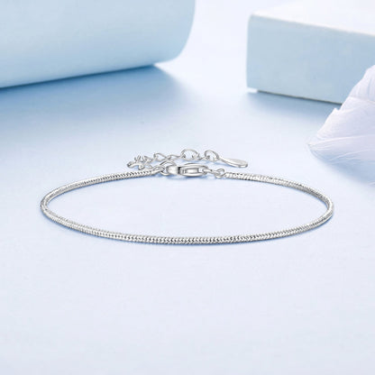 925 Sterling Silver Plated White Gold Adjustable Bracelet for Women