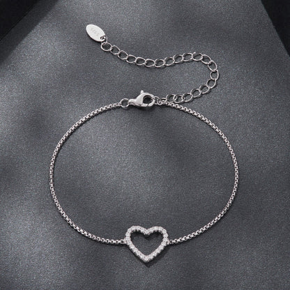 925 Sterling Silver Plated White Gold Moissanite Bracelet for Women