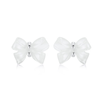 925 Sterling Silver Earrings for Women, 0.8*1.1cm, Plated White Gold