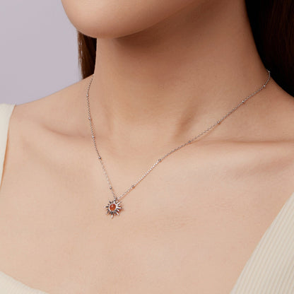 925 Sterling Silver Necklace with Natural Golden Sunstone, 40+5cm, Plated White Gold for Women