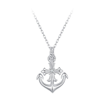 925 Sterling Silver Necklace with Pavé Set CZ and White Gold Plating