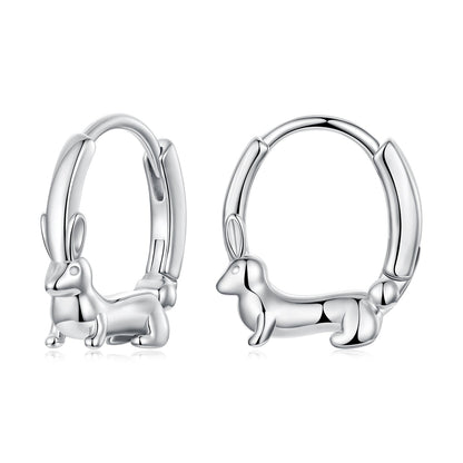 925 Sterling Silver White Gold Plated Hoop Earrings for Women