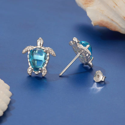 925 Sterling Silver & Brass Transparent Glass CZ Earrings 1.3*1.2cm for Women