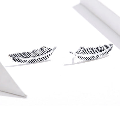 925 Sterling Silver Earrings - Oxidized Silver - 2.4cm x 0.7cm - Women