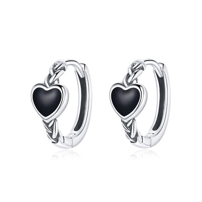 925 Sterling Silver Oxidized Enamel Earrings for Women - 1.2*0.5 cm