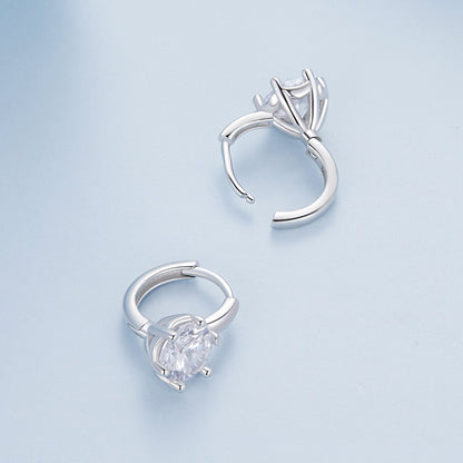 925 Sterling Silver Earrings with CZ and Platinum Plating, Size 13*7mm for Women