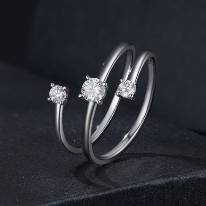 925 Sterling Silver 3mm Moissanite Ring for Women