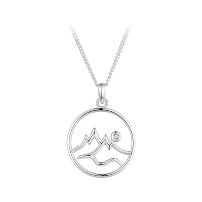 925 Sterling Silver Necklace with Pavé Setting CZ 21*16mm Pendant