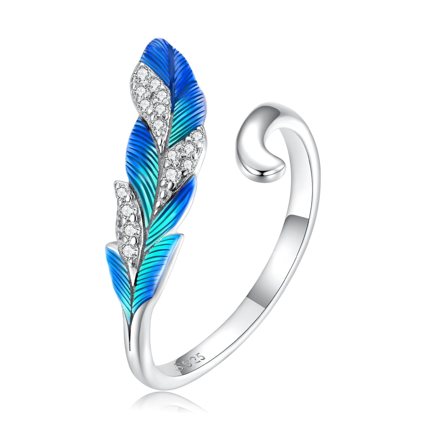 925 Sterling Silver Enamel Pavé Set CZ Ring