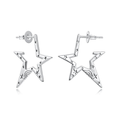 925 Sterling Silver White Gold Plated 2.3 cm Copper Earrings for Women