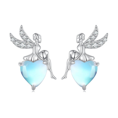 925 Sterling Silver Moonstone CZ Earrings for Women