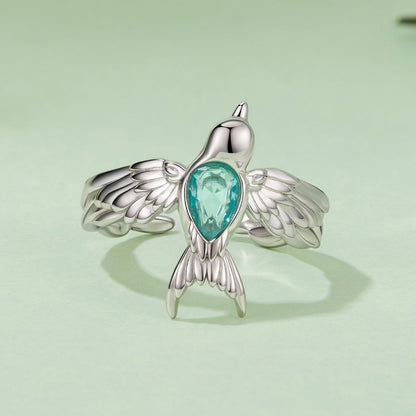 925 Sterling Silver Transparent Glass Ring for Women